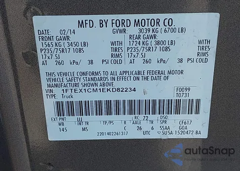 2014 Ford F-150 Xlt from USA, damaged, VIN 1FTEX1CM1EKD82234